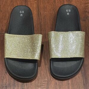Gold Glitter Slide Sandals M Size 8 / Size 9